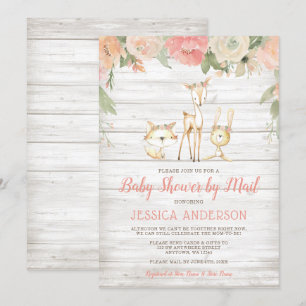 Invitation Rustique Floral Woodland Girl Baby shower par cour