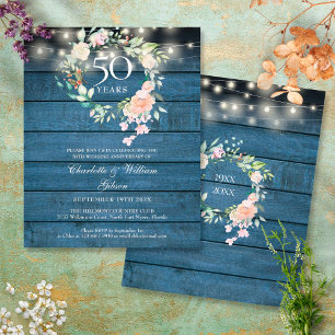 Invitation Rustique Florale pour les 50 ans de Mar