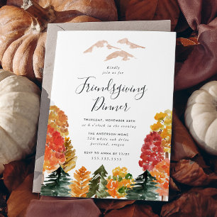 Invitation Rustique Forêt d'automne Friendsgiving Dîner