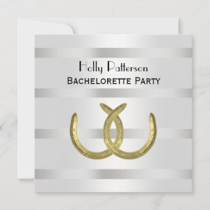 Invitation Rustique Golden Horseshoe Silver Wht SQ Bacheloret