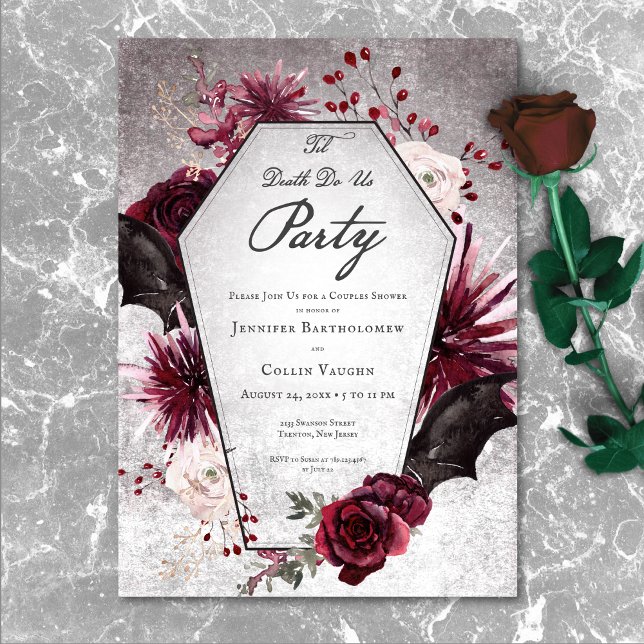 Invitation Rustique Gothique Jusqu'À La Mort Do Us Party Coup (Rustic Gothic Til Death Do Us Party Couples Shower Invitation)