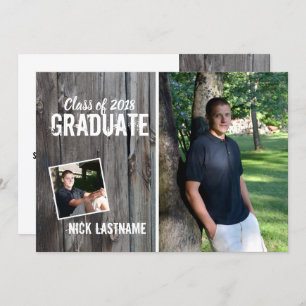 Invitation Rustique Graduation Barnwood Photo