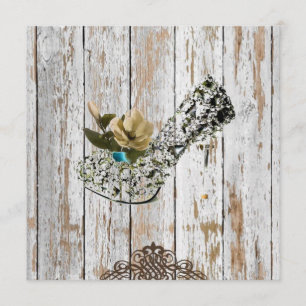 Invitation rustique grange bois bohème mariage bohème