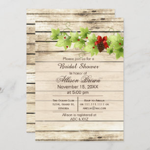 Invitation Rustique hiver cônes de pin sylvestre Douche nupti