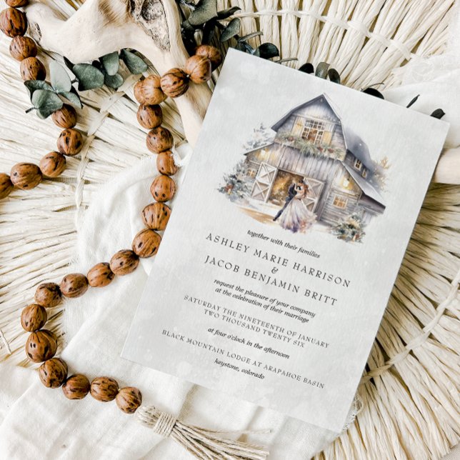 Invitation Rustique hiver Noël Mariage de grange (Créateur téléchargé)