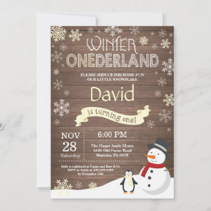 Invitation Rustique hiver Onederland 1er anniversaire Invitat