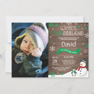 Invitation Rustique hiver Onederland 1er anniversaire Invitat