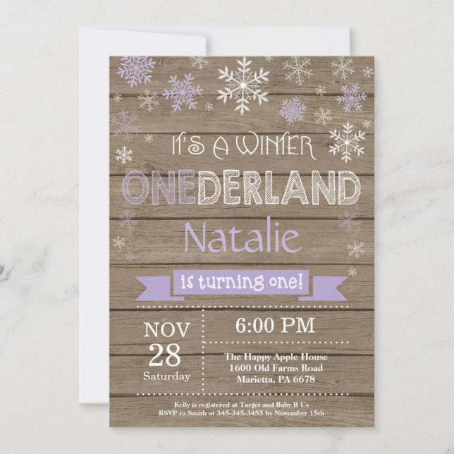Invitation Rustique hiver Onederland 1er anniversaire Invitat (Devant)