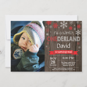 Invitation Rustique hiver Onederland 1er anniversaire Invitat