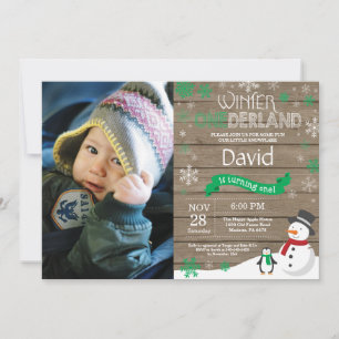 Invitation Rustique hiver Onederland 1er anniversaire Invitat