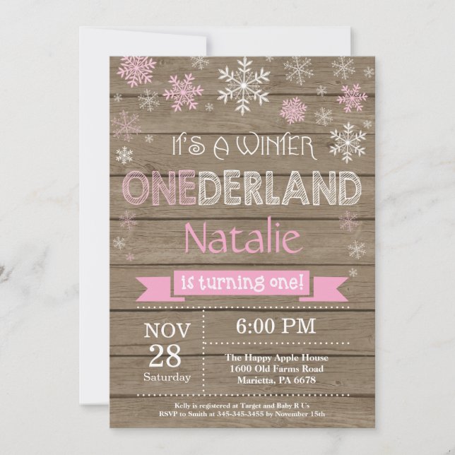 Invitation Rustique hiver Onederland 1er anniversaire Invitat (Devant)