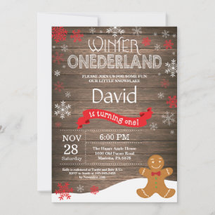 Invitation Rustique hiver Onederland 1er anniversaire Invitat