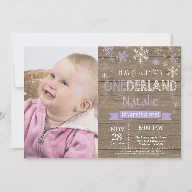 Invitation Rustique hiver Onederland 1er anniversaire Invitat (Devant)
