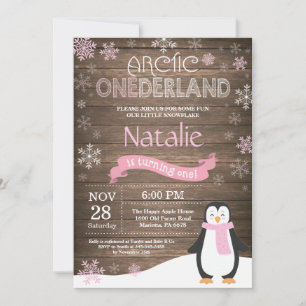 Invitation Rustique hiver Onederland 1er anniversaire Invitat