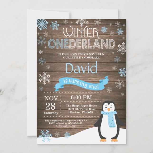 Invitation Rustique hiver Onederland 1er anniversaire Invitat (Devant)
