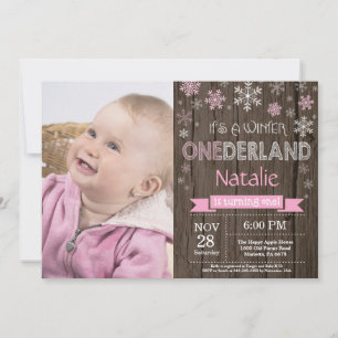 Invitation Rustique hiver Onederland 1er anniversaire Invitat