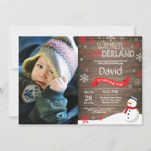Invitation Rustique hiver Onederland 1er anniversaire Invitat