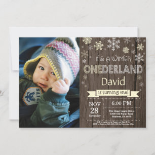 Invitation Rustique hiver Onederland 1er anniversaire Invitat