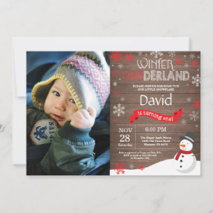 Invitation Rustique hiver Onederland 1er anniversaire Invitat