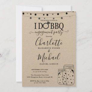 Invitation Rustique I Do BBQ Mason Jar Fiançailles