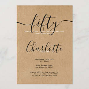 Invitation Rustique Kraft 50 ans