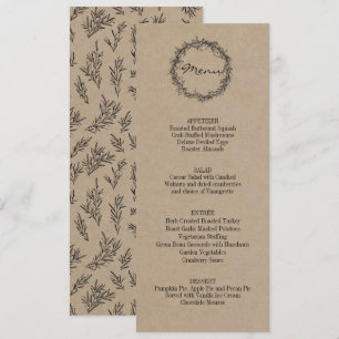 Invitation Rustique Kraft Donne Merci Thanksgiving Dîner Menu
