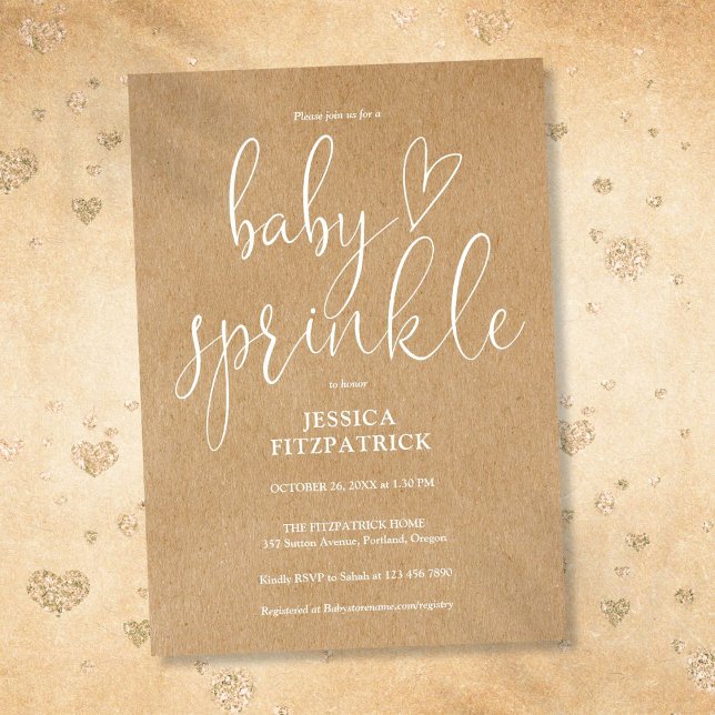 Invitation Rustique Kraft Genre Neutre Baby Sprinkle Douche (Rustic Kraft Gender Neutral Baby Sprinkle Shower Invitation)