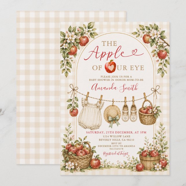 Invitation Rustique La Prunelle de Nos Yeux Baby Shower  (Devant / Derrière)