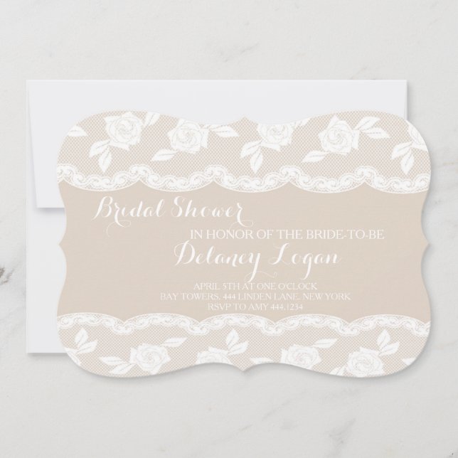 Invitation Rustique Lace Bridal Showback (Devant)