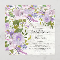 Invitation Rustique Lavande Florale Douche nuptial