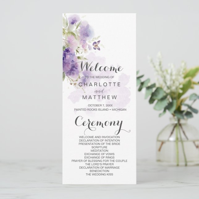 Invitation Rustique Lavande violet Fleurs sauvages floraux (Debout devant)
