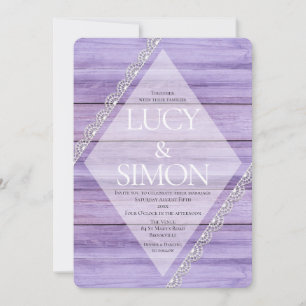 Invitation Rustique Lilac Bois & dentelle Mariage de style ch