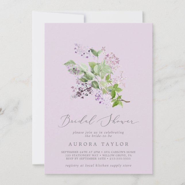 Invitation Rustique Lilac | Fête des mariées Lavender (Devant)