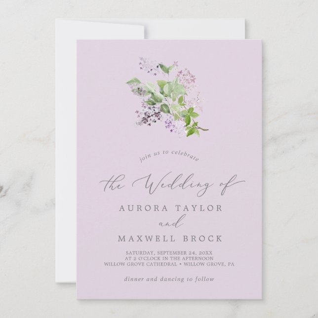 Invitation Rustique Lilac | Lavender Simple Mariage (Devant)