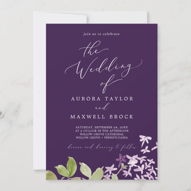 Invitation Rustique Lilac | Purple Le Mariage De (Devant)