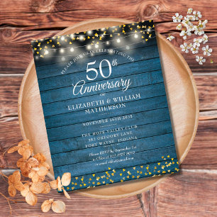 Invitation Rustique Lumière de Chaîne de 50e Anniv