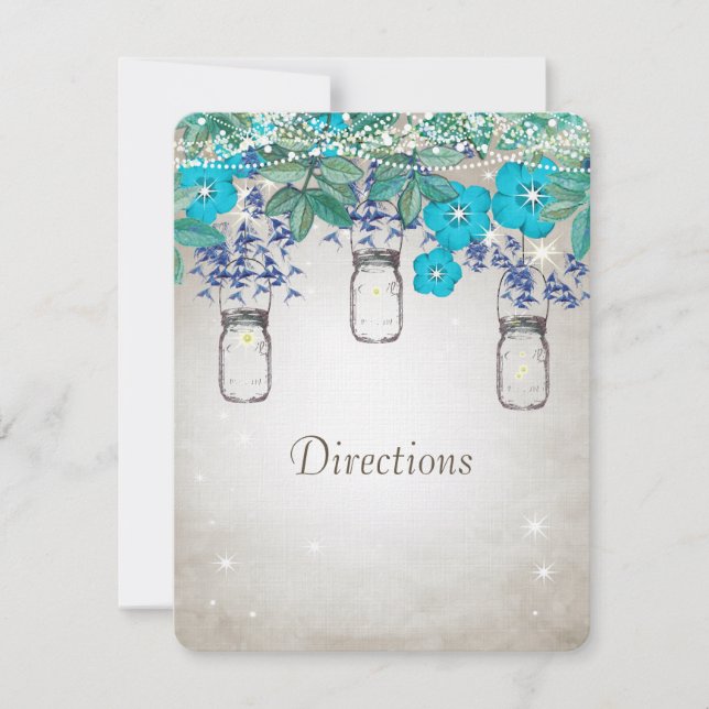Invitation Rustique Luxe Mason Jar Navy Turquoise (Devant)