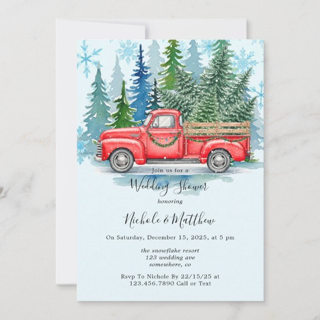 Invitation Rustique Mariage d'hiver Camion Bridesmaids Favori (Devant)