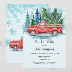 Invitation Rustique Mariage d'hiver Camion Brunch et Bubbly