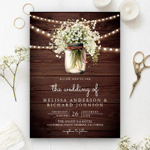 Invitation Rustique Mariage Tout en Un Pot Mason à Baby's Bre