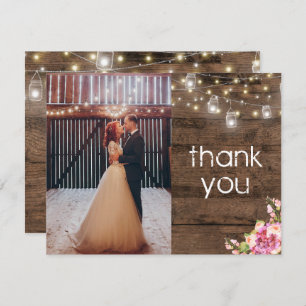 Invitation Rustique Mason Jar illumine le Merci photo floral