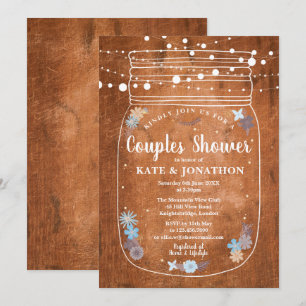 Invitation Rustique Mason Jar String Lumières Couples Douche