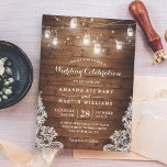 Invitation Rustique Mason Jar String Mariage campagnard de de<br><div class="desc">Créez la faire-part de mariage rustique parfaite avec notre Rustique Mason Jar String Mariage campagnard Lace Lace Lumineuse Invitation. La combinaison du bocal de mason, des lumières à cordes et des détails de dentelle crée une atmosphère romantique et vintage, parfaite pour un mariage campagnard. Utilisez l'outil de design de Zazzle...</div>