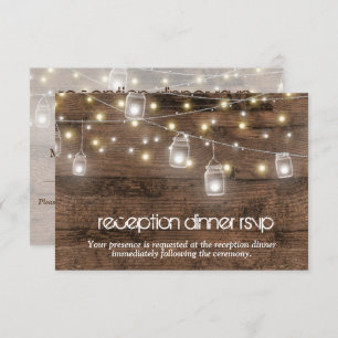 Invitation Rustique Mason Lights Réception Dîner RSVP Entree