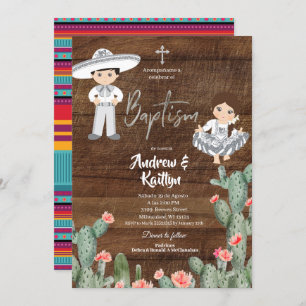 Invitation Rustique Mexicain Argent Charro Garçon fille jumea