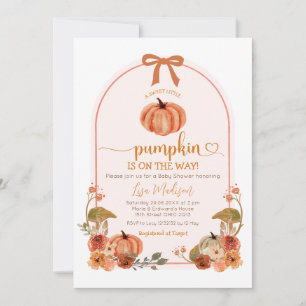 Invitation Rustique mignon Bow Petit Baby shower Citrouille