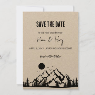 Invitation Rustique minimaliste Kraft Mountain Sauvez la date
