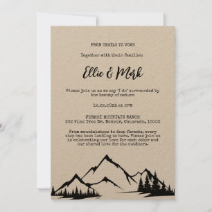 Invitation Rustique minimaliste Montagne noir Mariage blanc