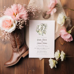 Invitation Rustique moderne Cheval de pays Mariage Floral<br><div class="desc">Moderne Rustic Country Horse Floral Faire-part de mariage - un design simple et moderne avec un magnifique cheval aquarelle orné de fleurs d'aquarelle et de verdure. L'invitation présente une typographie de script et des polices modernes dans une belle palette de couleurs chaudes et neutres. Notre modèle facile à utiliser vous...</div>