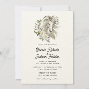 Invitation Rustique moderne Cheval de pays Mariage Floral I